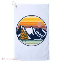Retro Mountain Sunset Nature Golf Towel thumb 0