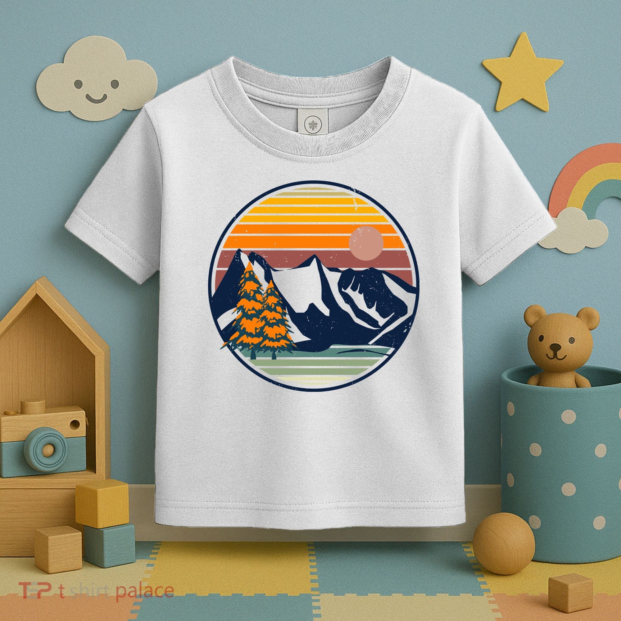 Retro Mountain Sunset Nature Toddler T-Shirt