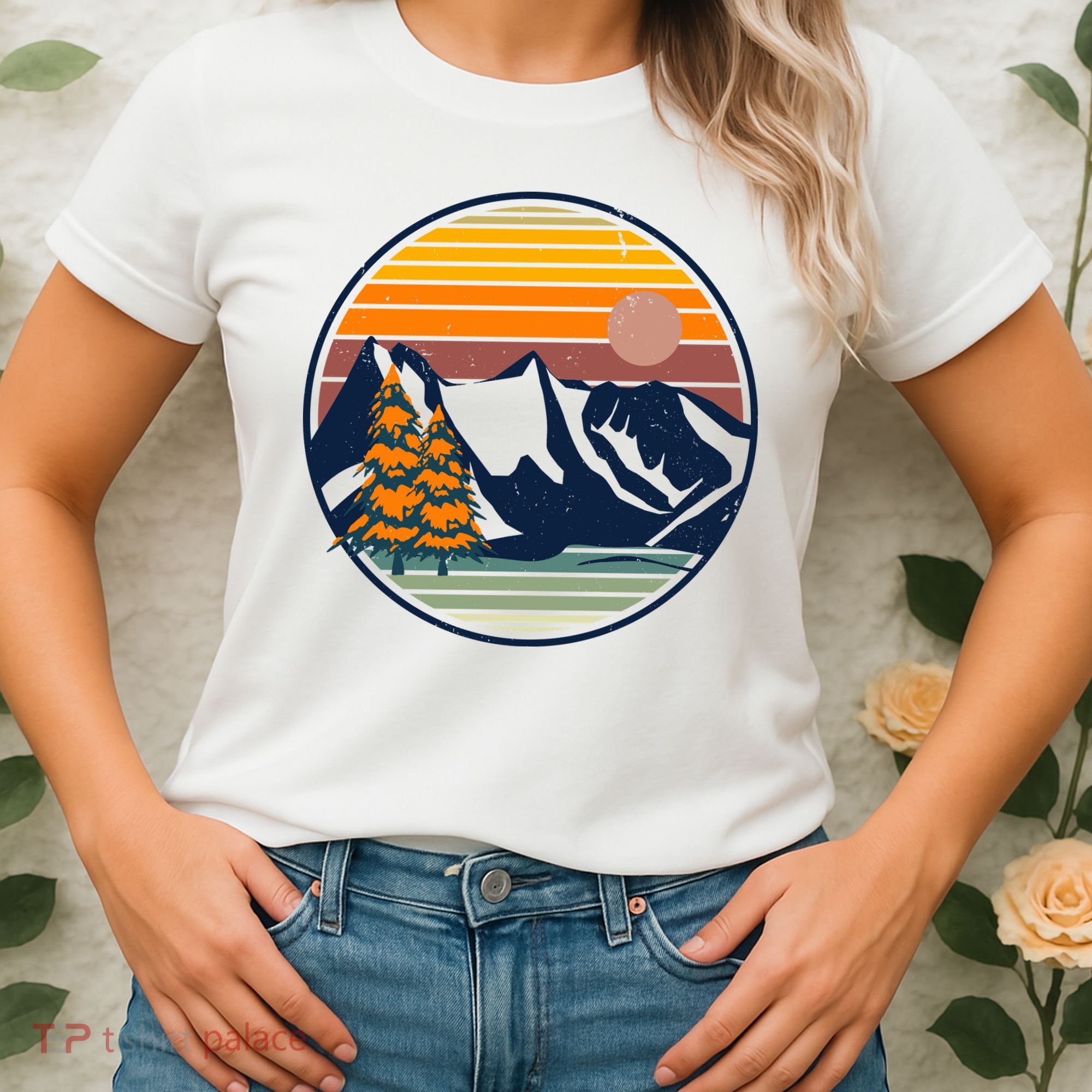Retro Mountain Sunset Nature Women's T-Shirt