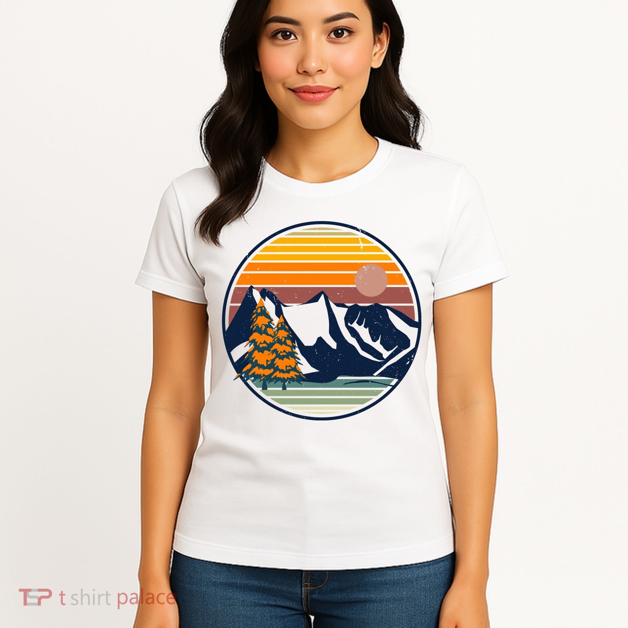 Retro Mountain Sunset Nature Women's T-Shirt