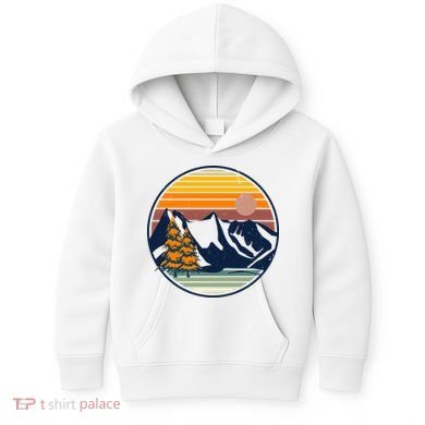 Retro Mountain Sunset Nature Kids Hoodie