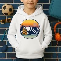 Retro Mountain Sunset Nature Kids Hoodie thumb 2