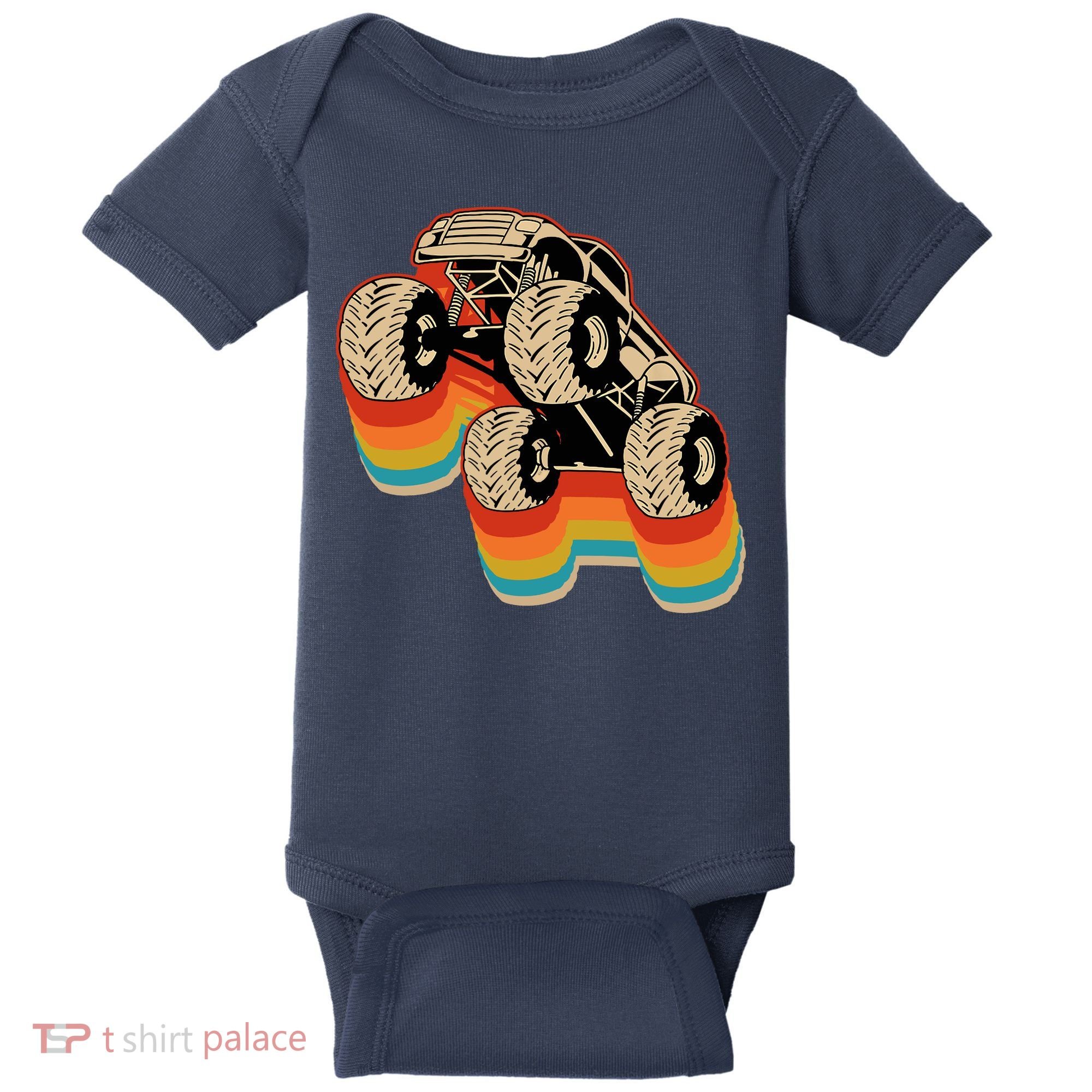 Retro Monster Truck Big Style Truck Baby Bodysuit