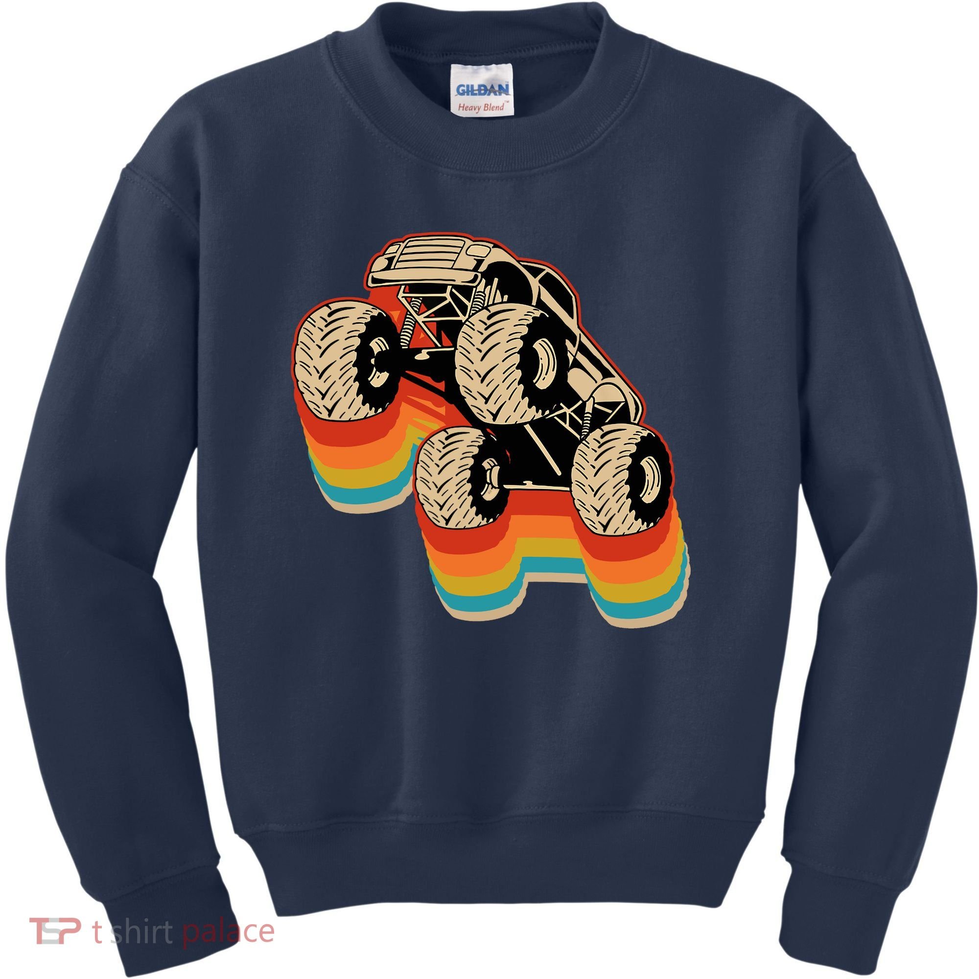 Retro Monster Truck Big Style Truck Kids Sweatshirt