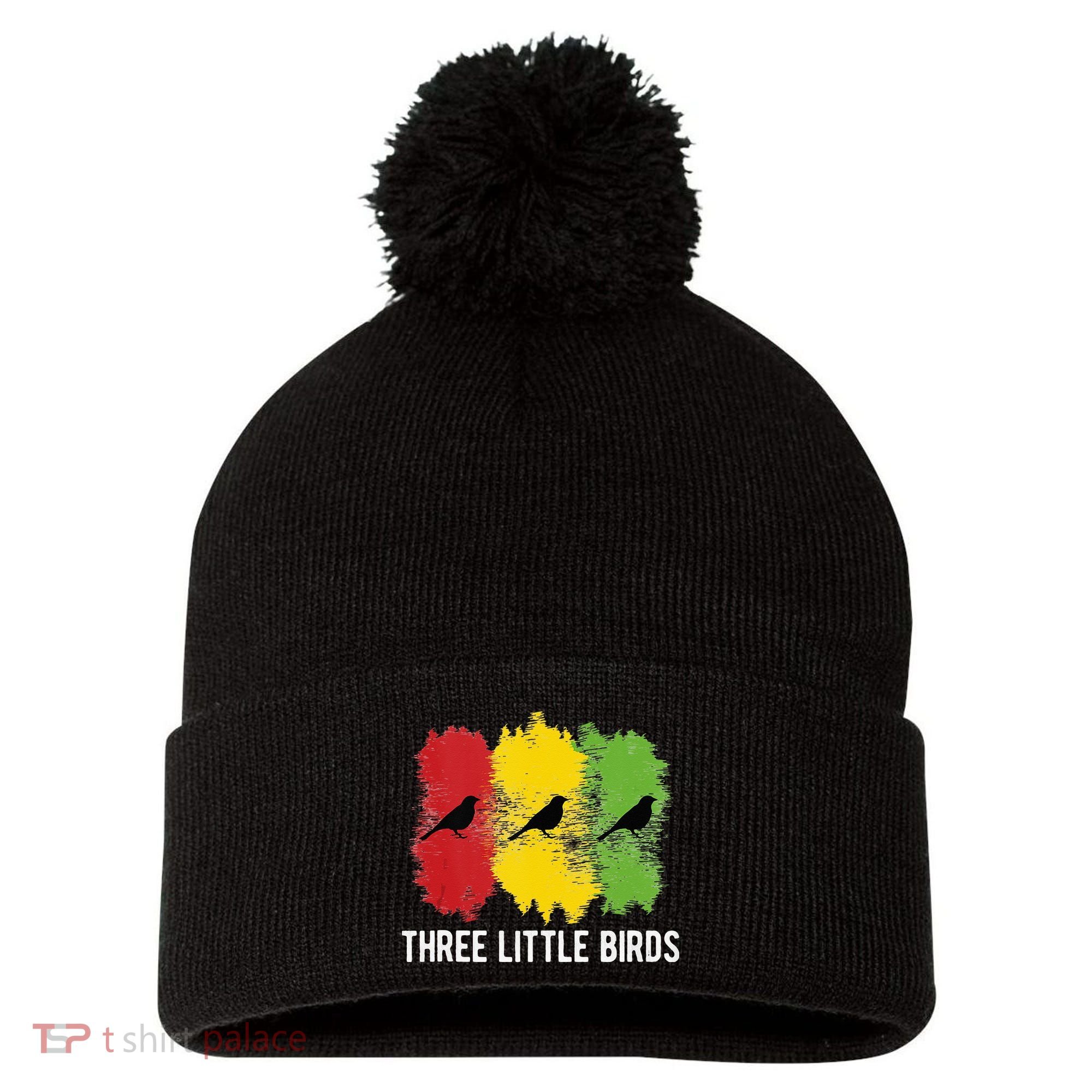 Reggae Music Three Little Birds Quote Slogan Fun Gift Pom Pom 12in Knit Beanie