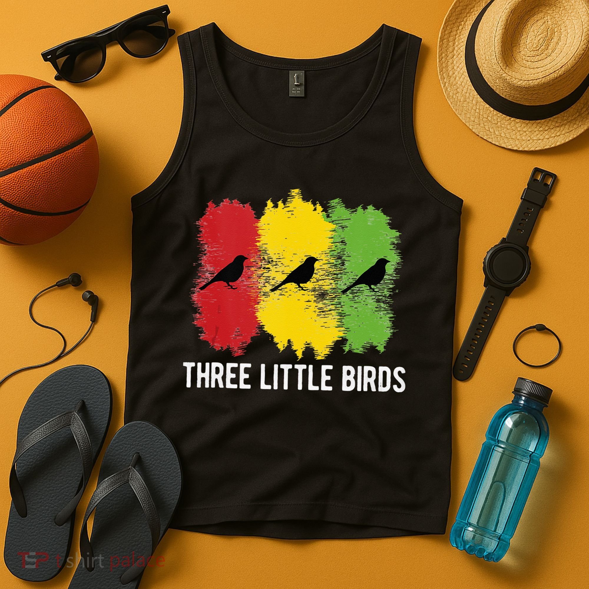 Reggae Music Three Little Birds Quote Slogan Fun Gift Tank Top