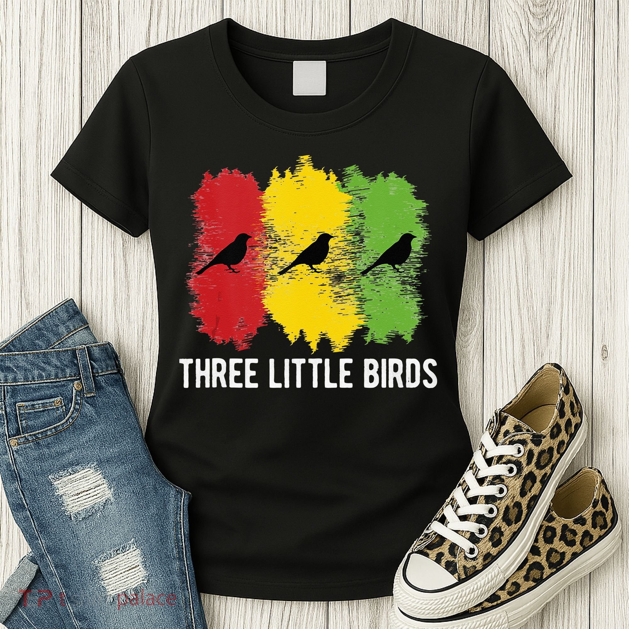 Reggae Music Three Little Birds Quote Slogan Fun Gift Women's T-Shirt