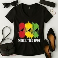 Reggae Music Three Little Birds Quote Slogan Fun Gift Women's V-Neck T-Shirt thumb 2