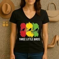 Reggae Music Three Little Birds Quote Slogan Fun Gift Women's V-Neck T-Shirt thumb 3