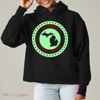 Retro Michigan The Great Lake State Logo Ladies Heavyweight Boxy Pullover Hoodie thumb 0