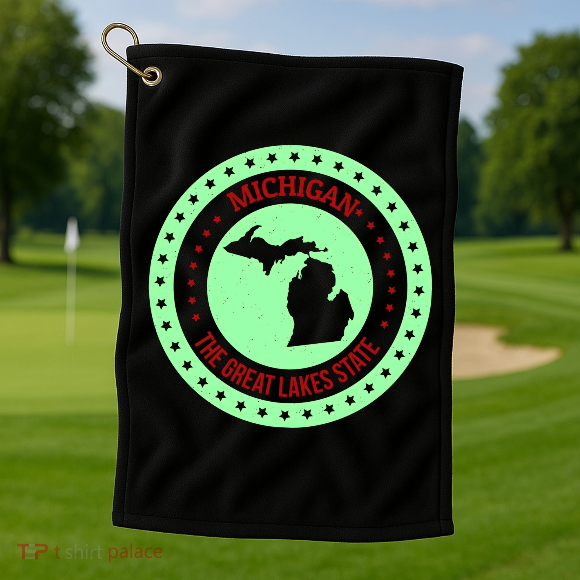 Retro Michigan The Great Lake State Logo Golf Towel