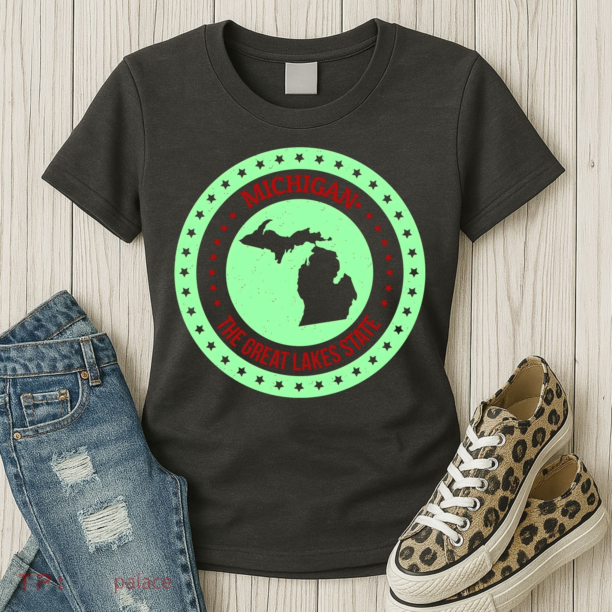 Retro Michigan The Great Lake State Logo Women's T-Shirt