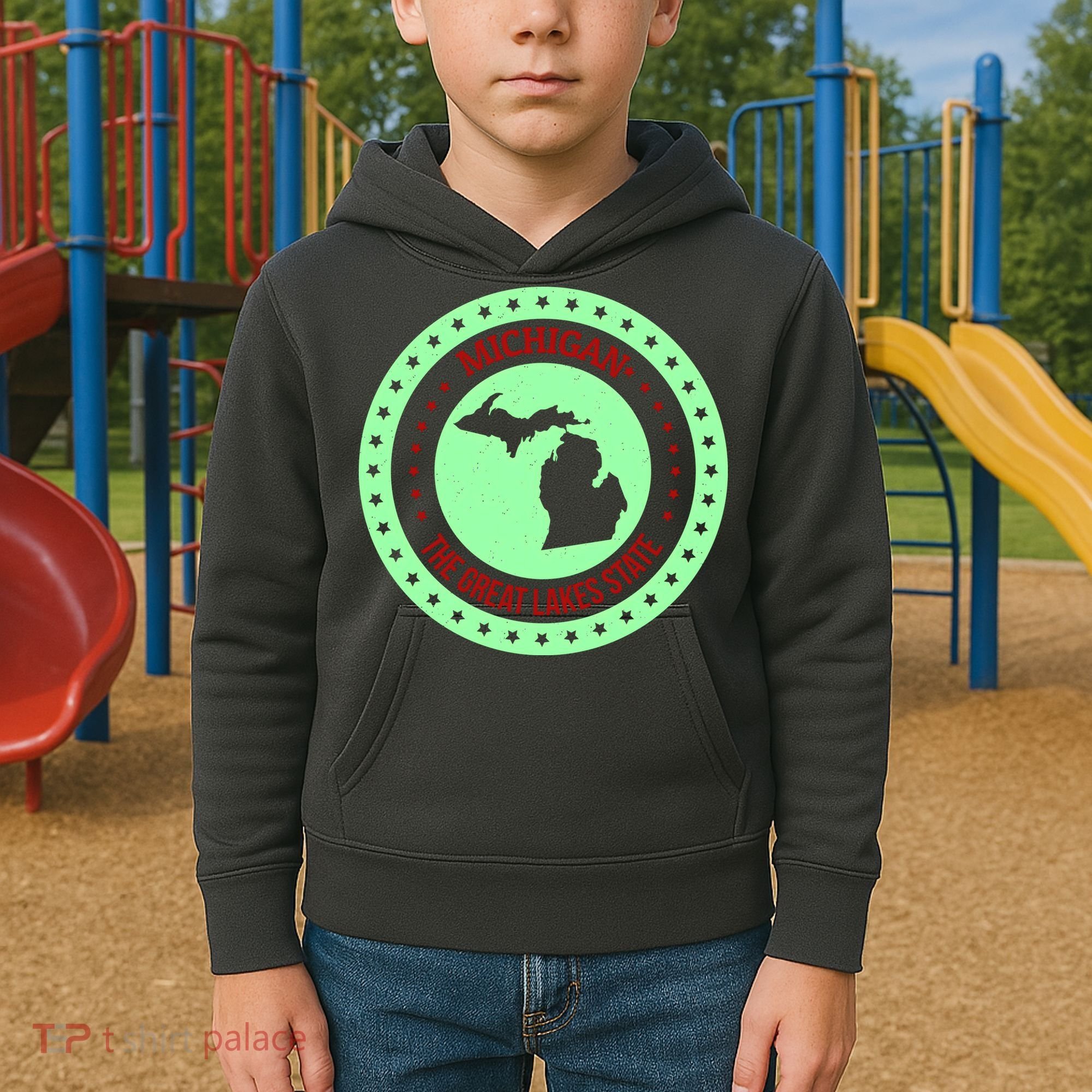 Retro Michigan The Great Lake State Logo Kids Hoodie