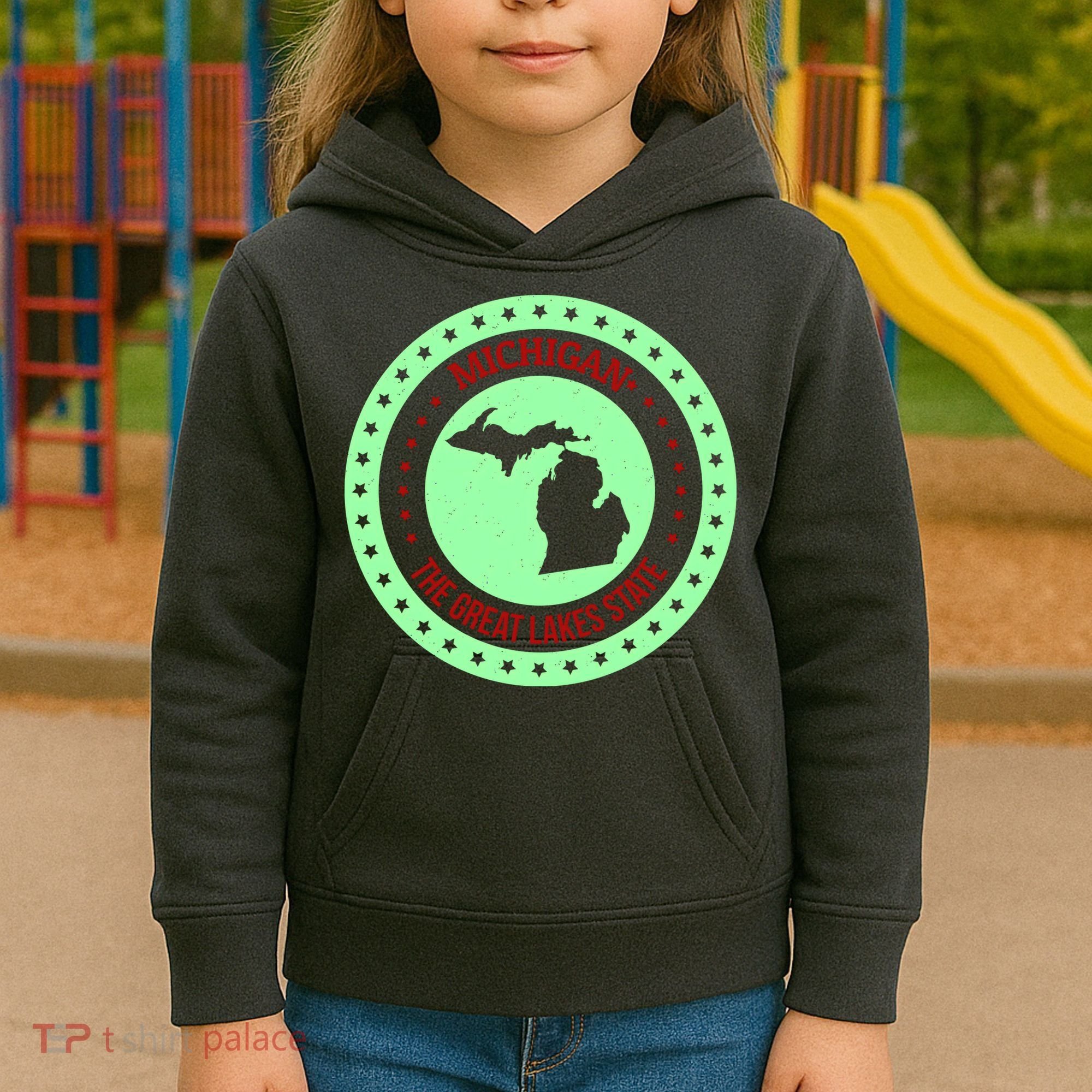 Retro Michigan The Great Lake State Logo Kids Hoodie