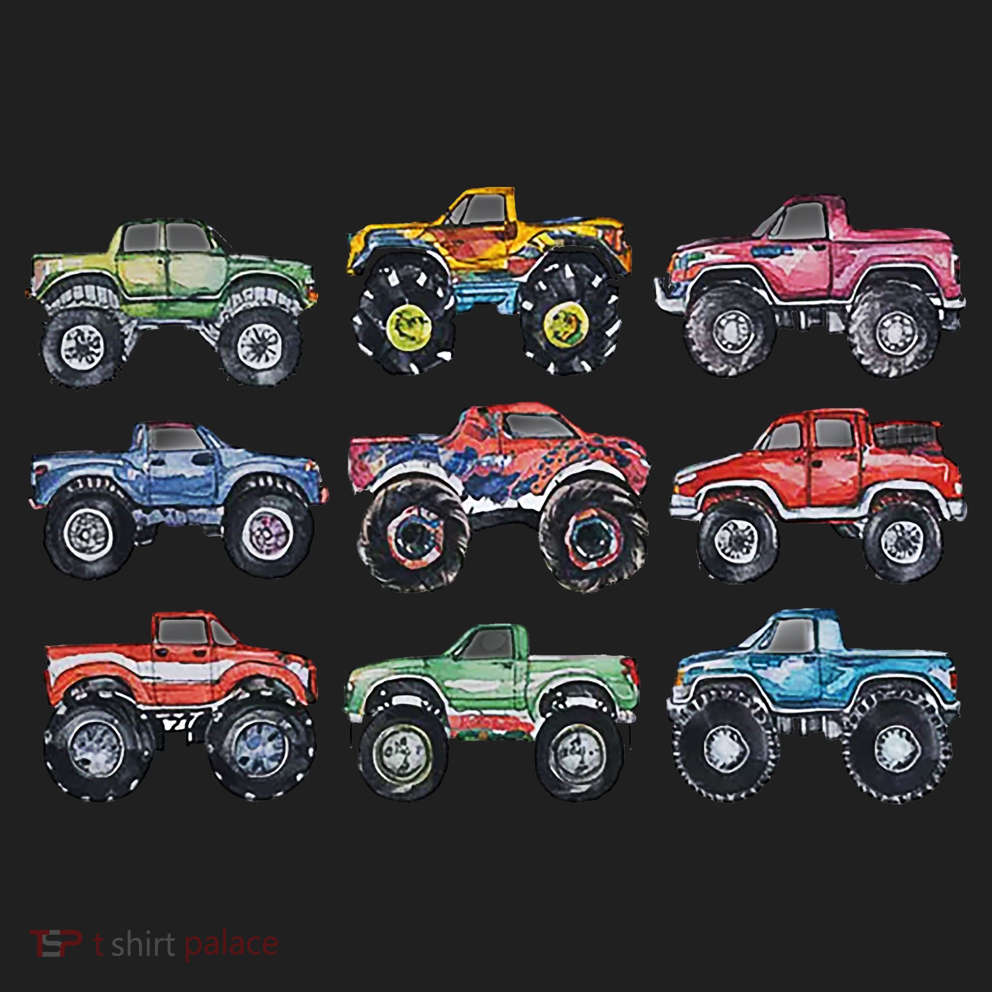Retro Monster Trucks In A Row Women's Sweatshirt