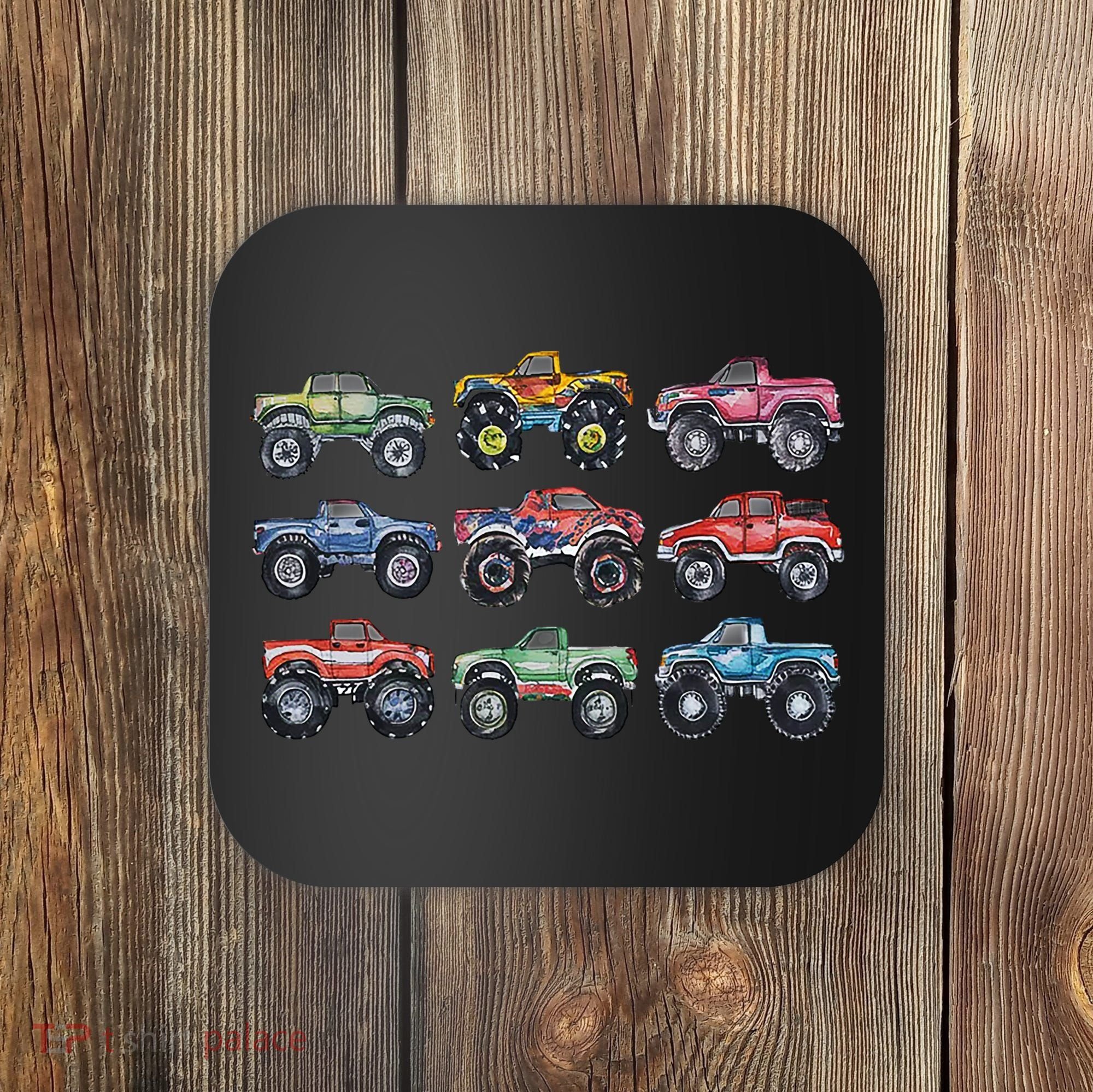 Retro Monster Trucks In A Row Coaster