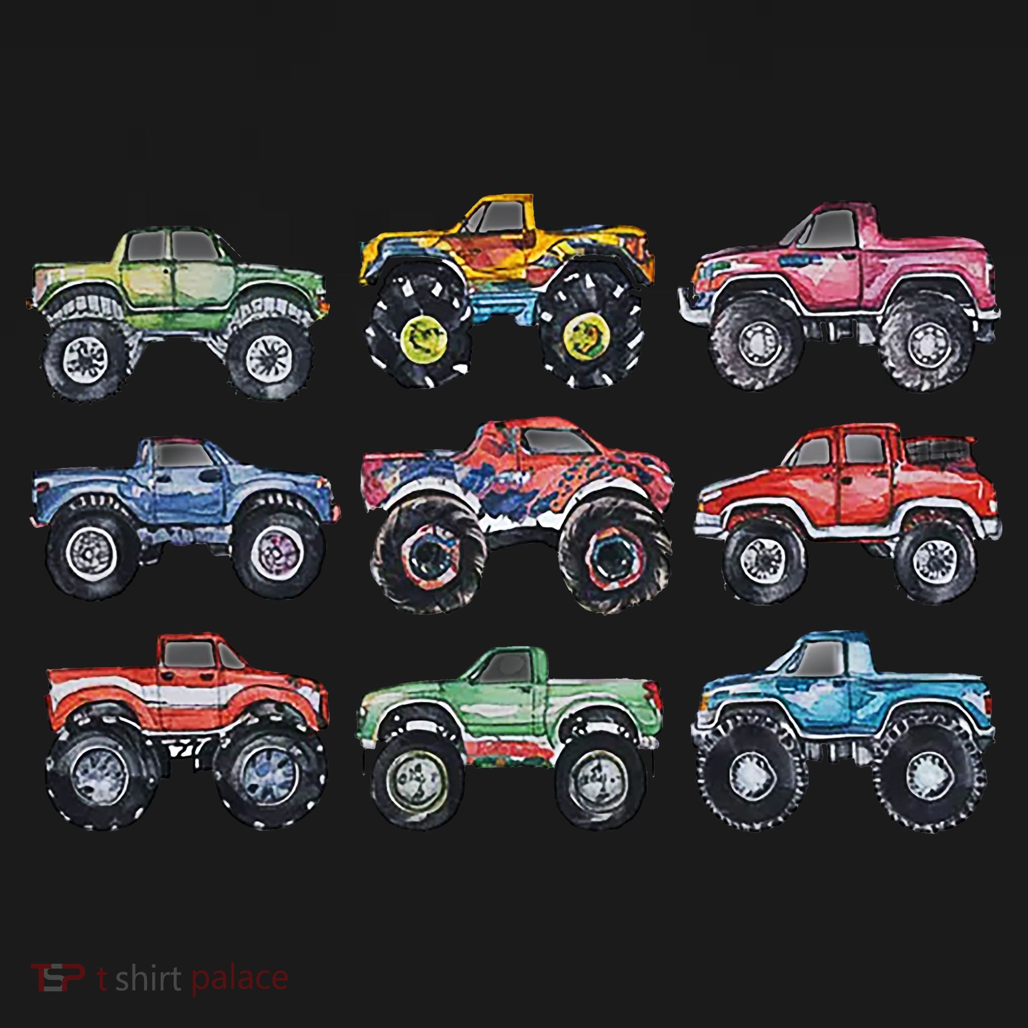 Retro Monster Trucks In A Row Coaster