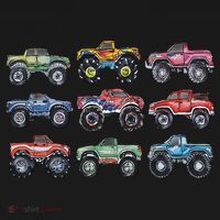 Retro Monster Trucks In A Row Toddler Hoodie thumb 2