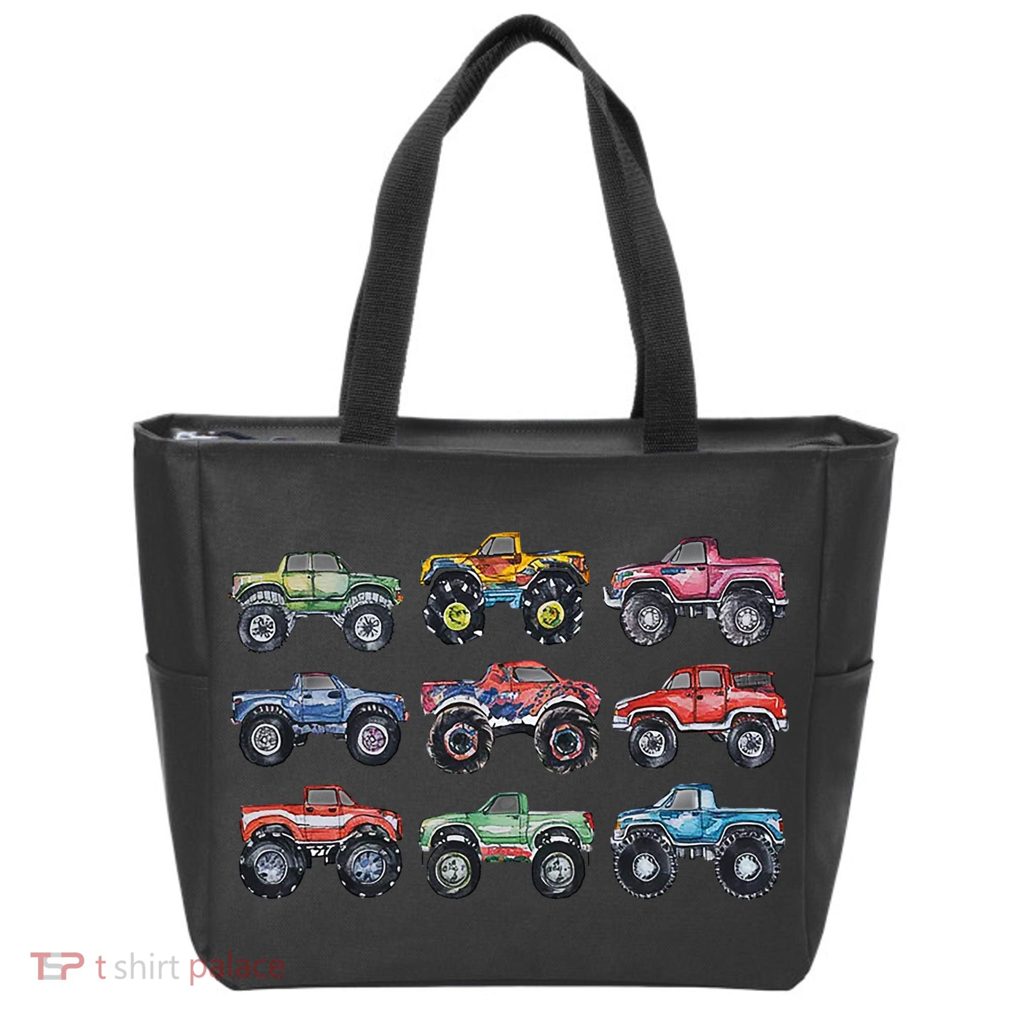 Retro Monster Trucks In A Row Tote Bag