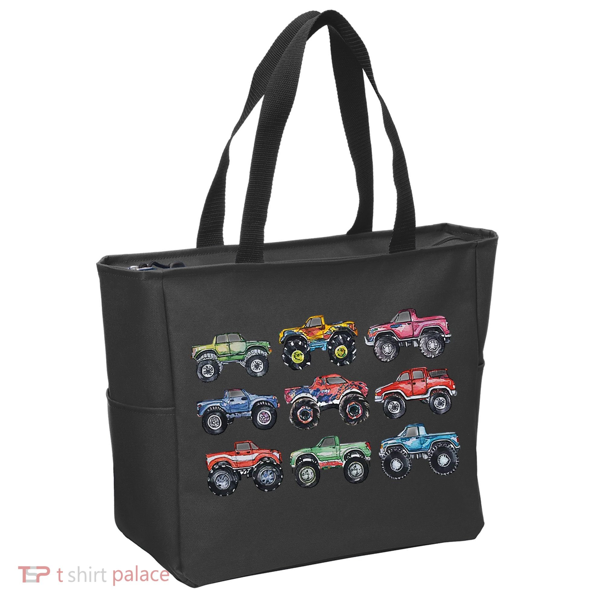 Retro Monster Trucks In A Row Tote Bag