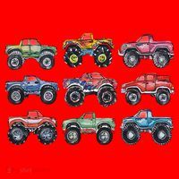 Retro Monster Trucks In A Row Santa Hat thumb 1