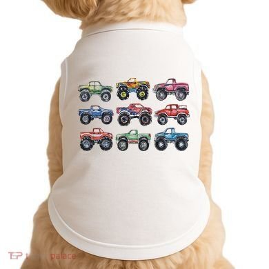 Retro Monster Trucks In A Row Doggie Tank