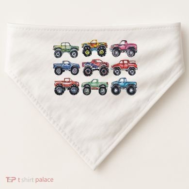 Retro Monster Trucks In A Row USA-Made Doggie Bandana