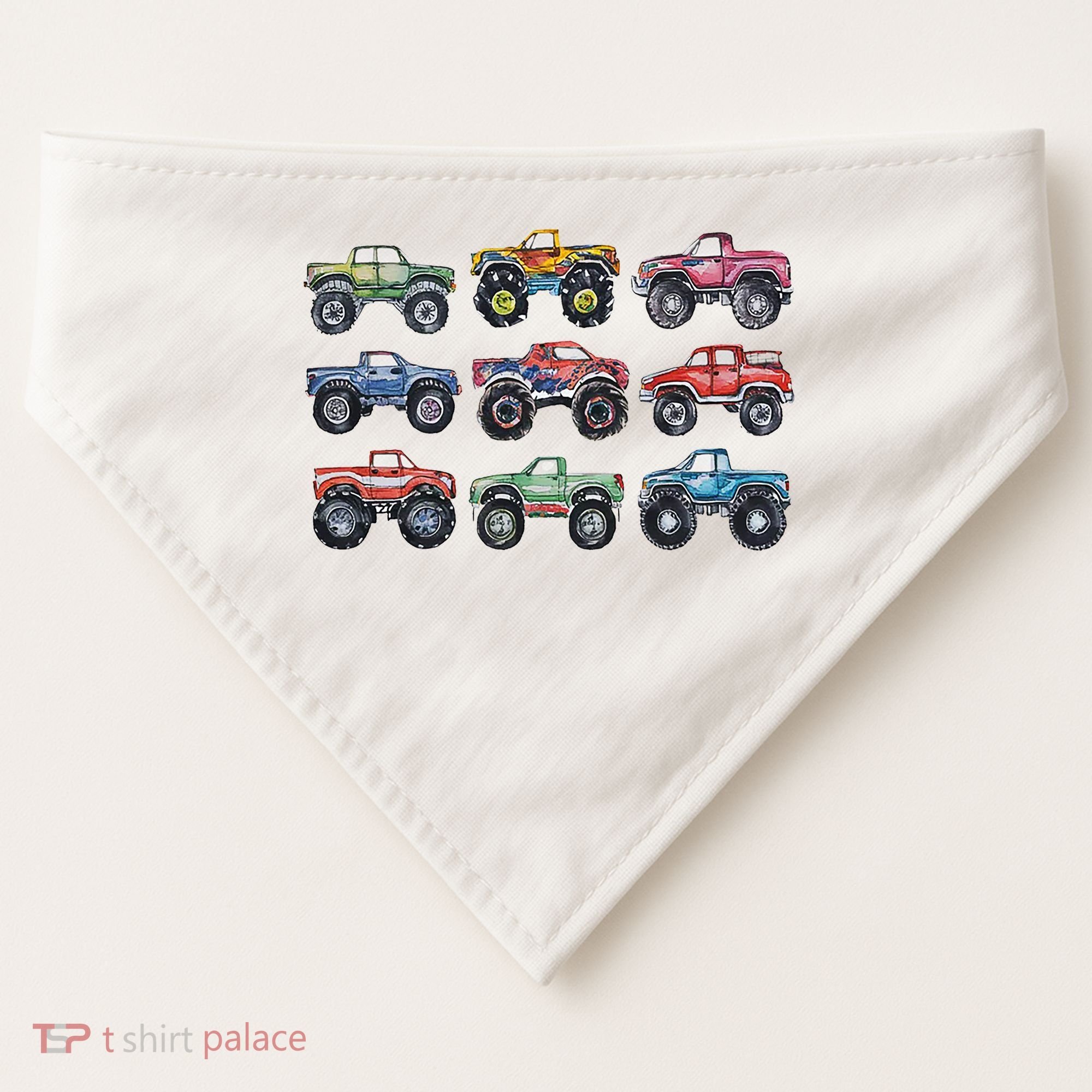 Retro Monster Trucks In A Row USA-Made Doggie Bandana