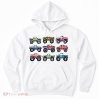 Retro Monster Trucks In A Row Hoodie thumb 0