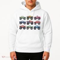 Retro Monster Trucks In A Row Hoodie thumb 2