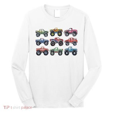 Retro Monster Trucks In A Row Long Sleeve Shirt