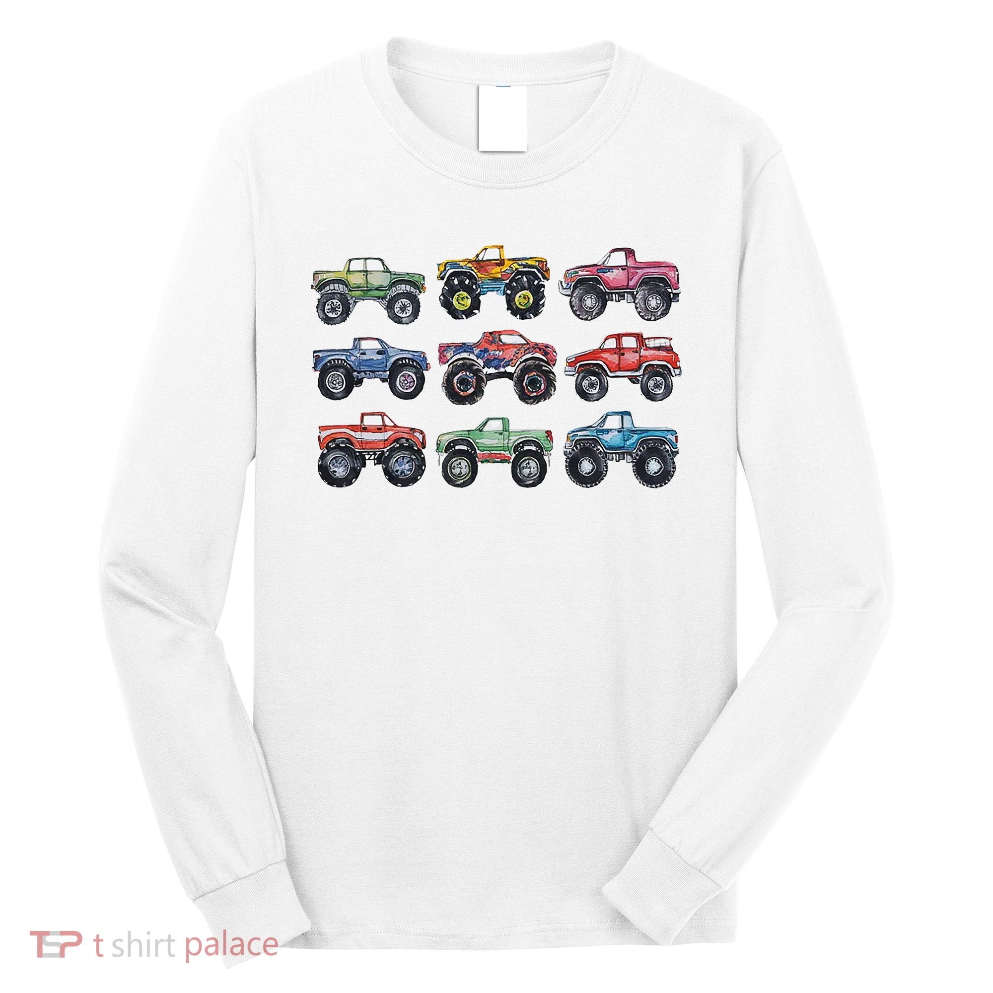 Retro Monster Trucks In A Row Long Sleeve Shirt