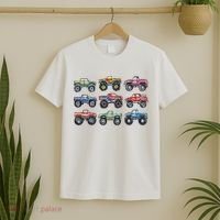 Retro Monster Trucks In A Row T-Shirt thumb 2