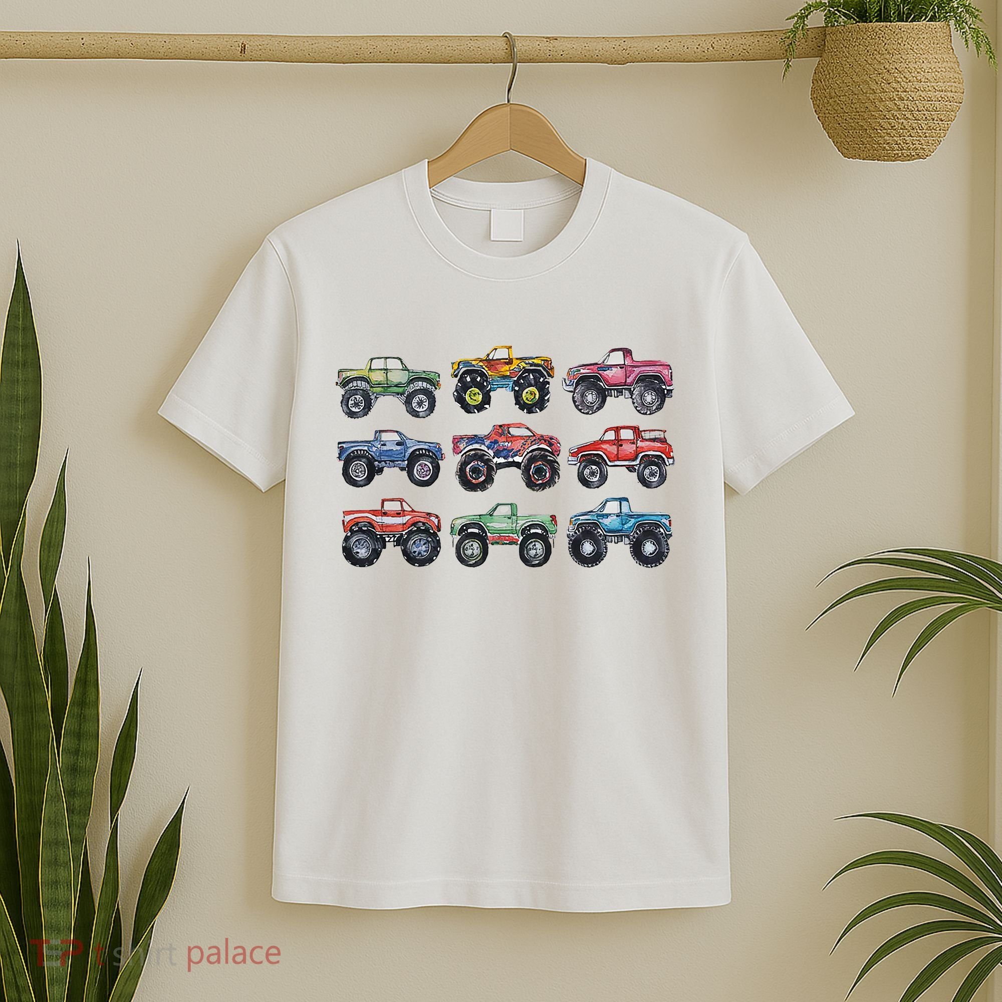 Retro Monster Trucks In A Row T-Shirt