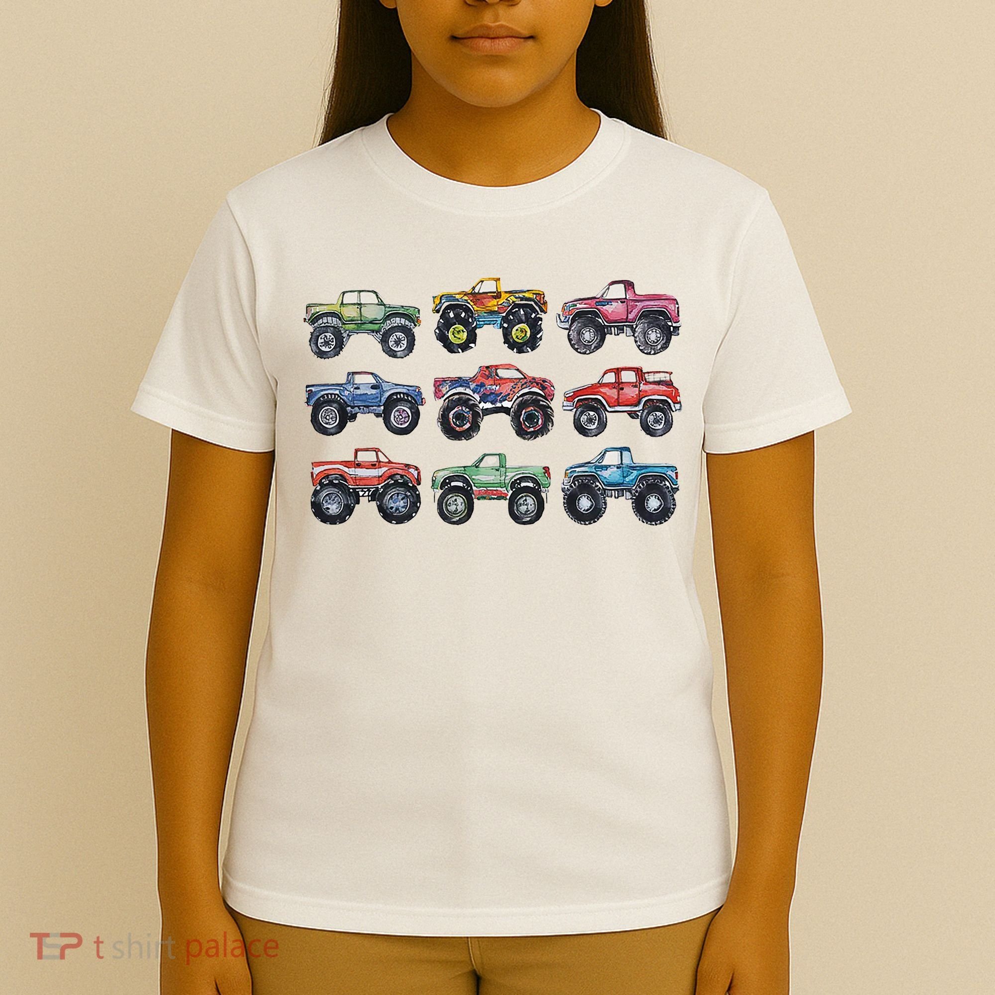 Retro Monster Trucks In A Row T-Shirt