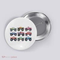 Retro Monster Trucks In A Row Button thumb 0