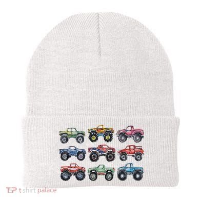 Retro Monster Trucks In A Row Beanie