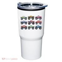 Retro Monster Trucks In A Row Tumbler thumb 0