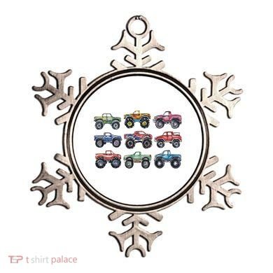 Retro Monster Trucks In A Row Ornament