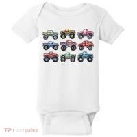 Retro Monster Trucks In A Row Baby Bodysuit thumb 0