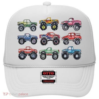 Retro Monster Trucks In A Row Hat
