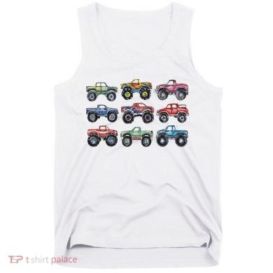 Retro Monster Trucks In A Row Tank Top
