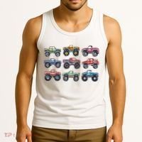 Retro Monster Trucks In A Row Tank Top thumb 3