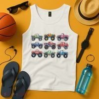 Retro Monster Trucks In A Row Tank Top thumb 4