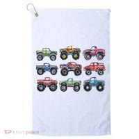 Retro Monster Trucks In A Row Golf Towel thumb 0