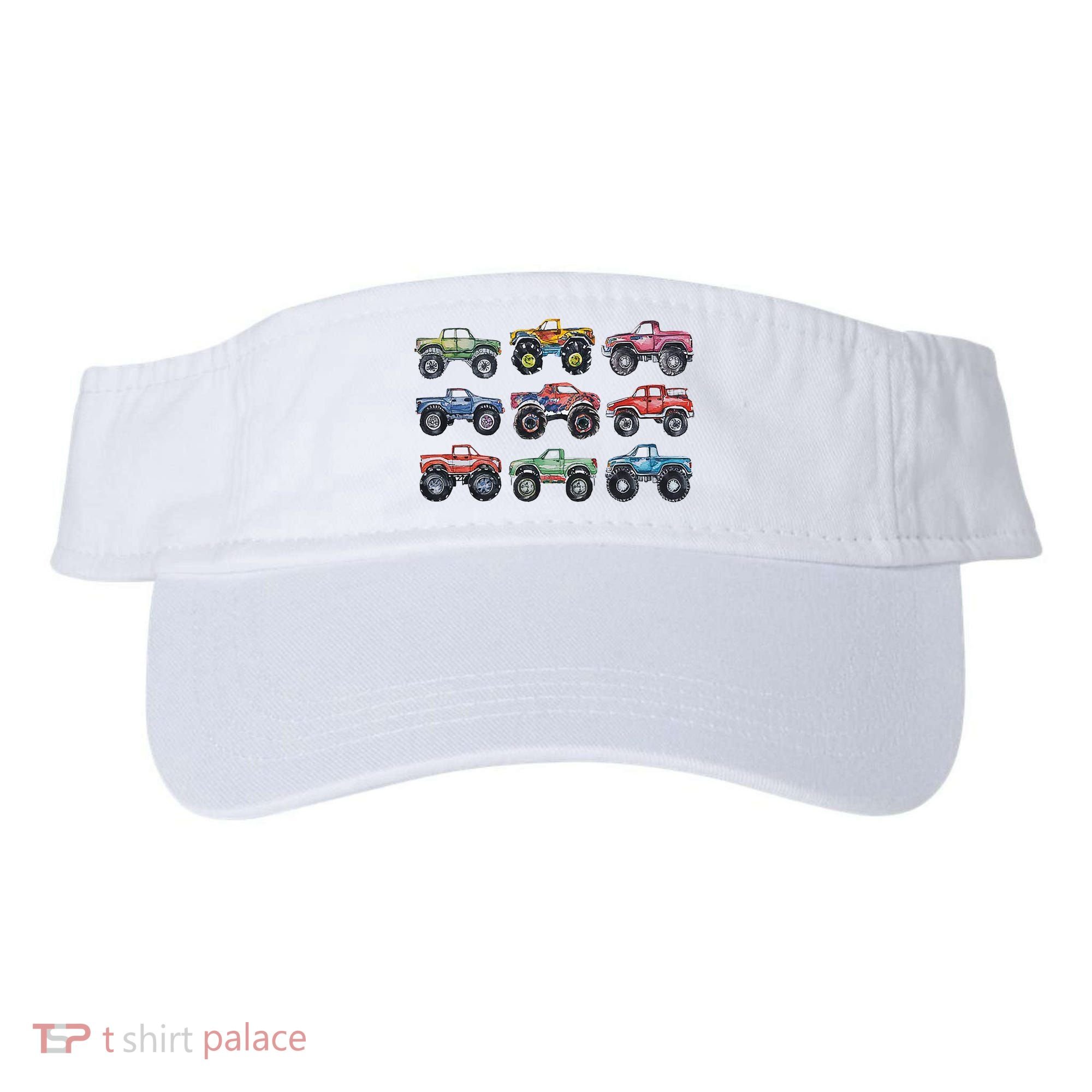 Retro Monster Trucks In A Row Visor