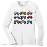 Retro Monster Trucks In A Row Women's Long Sleeve Shirt thumb 0