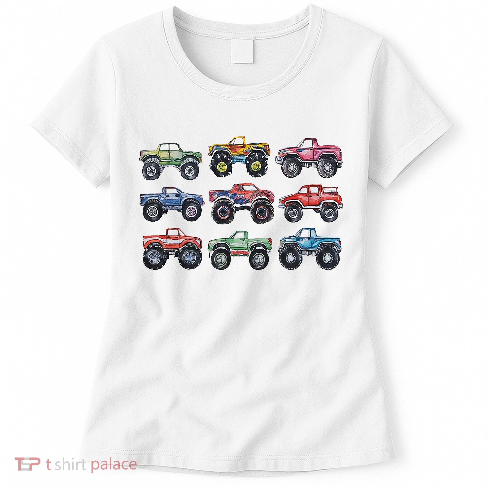Retro Monster Trucks In A Row Women's T-Shirt