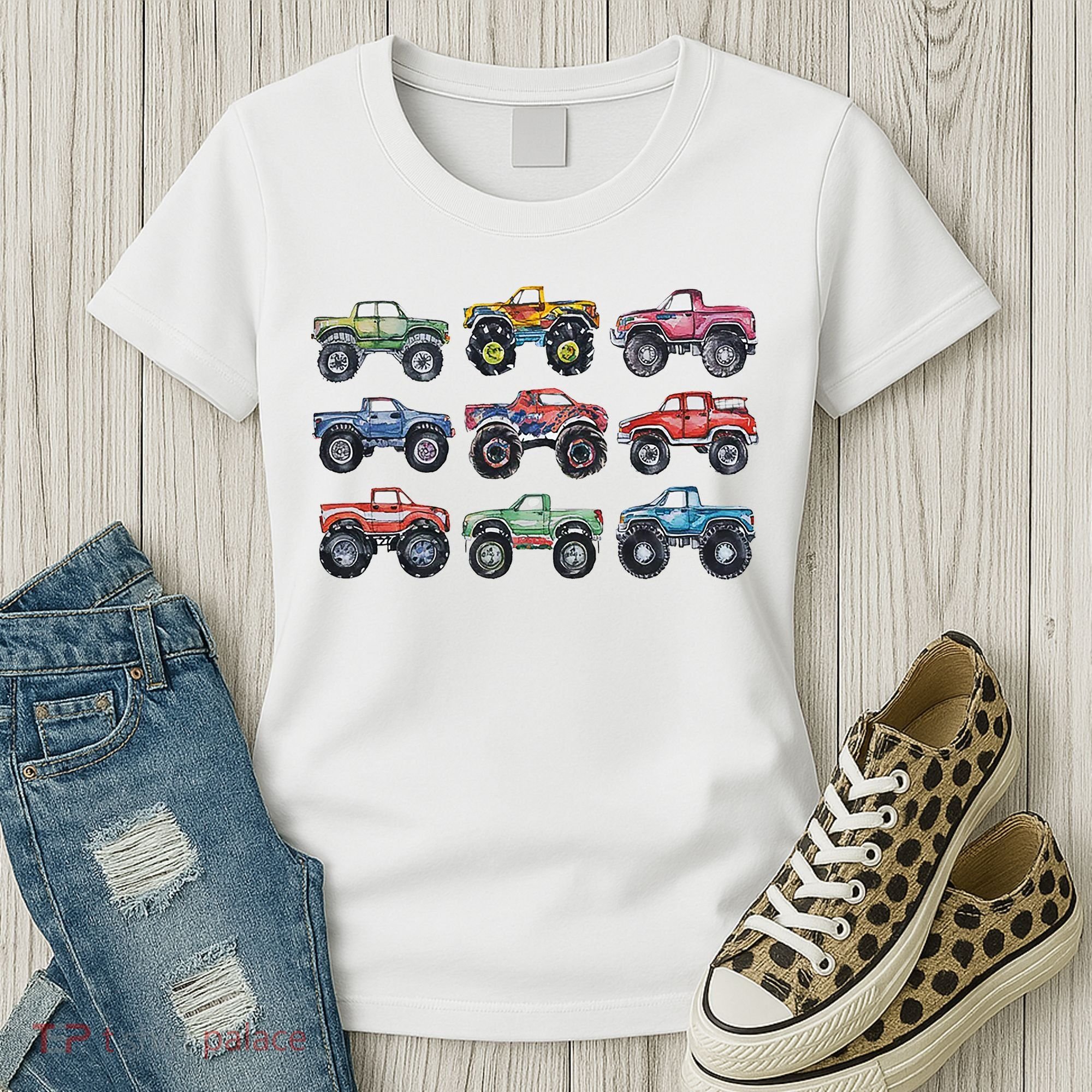 Retro Monster Trucks In A Row Women's T-Shirt