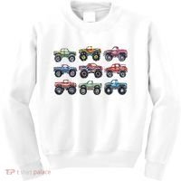 Retro Monster Trucks In A Row Kids Sweatshirt thumb 0